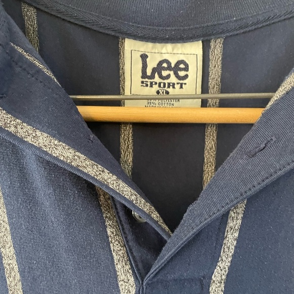 VTG 90’s Lee Sports Patriots Striped Polo Size XL - Picture 3 of 10